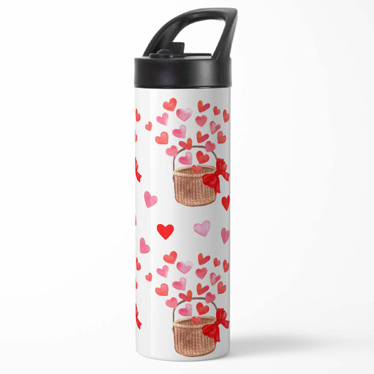 Basket of Hearts Insulated Water Bottle With Optional Monogram