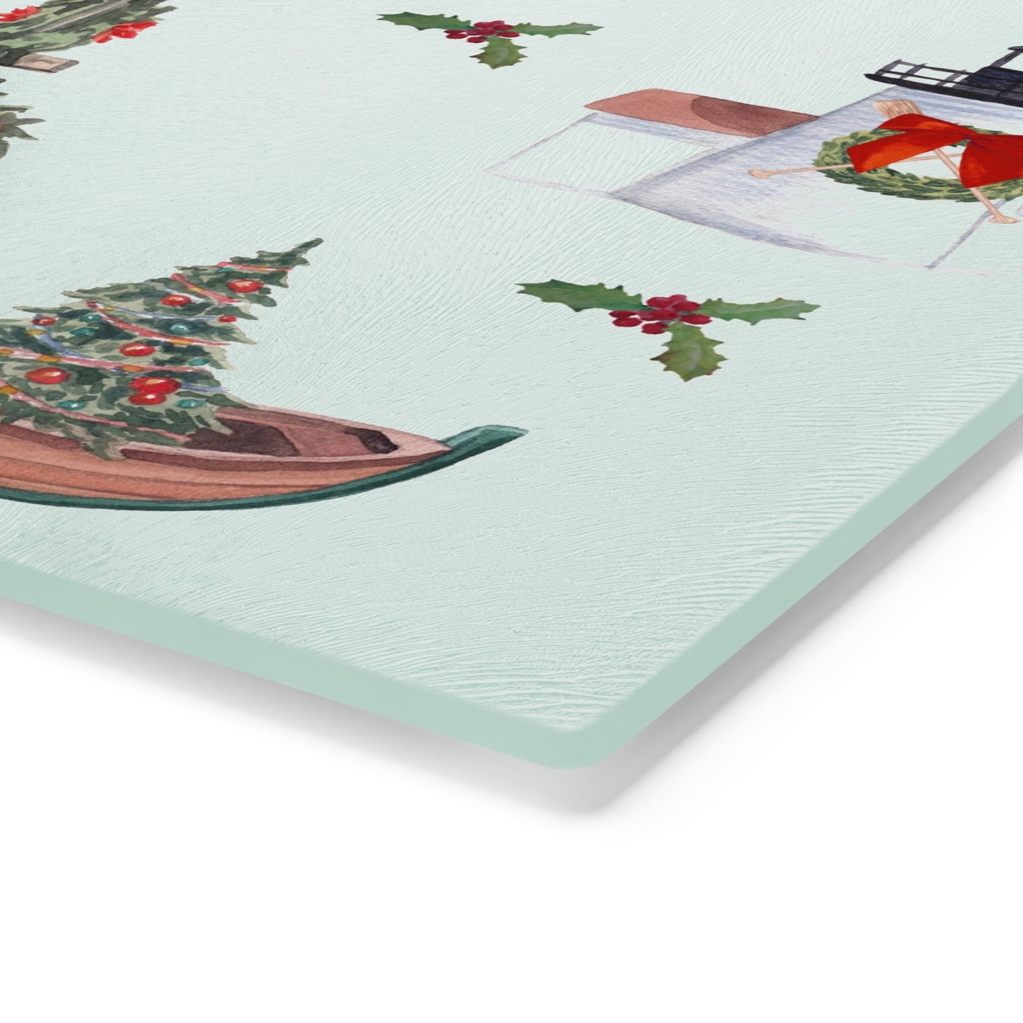 Tempered Glass Cutting Board - Nantucket Christmas