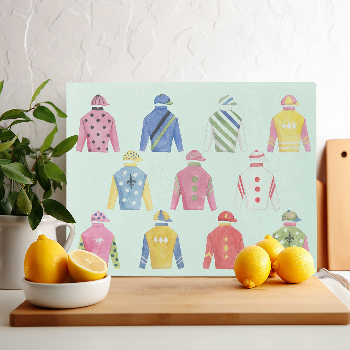 Off To The Races Tempered Glass Cutting Board