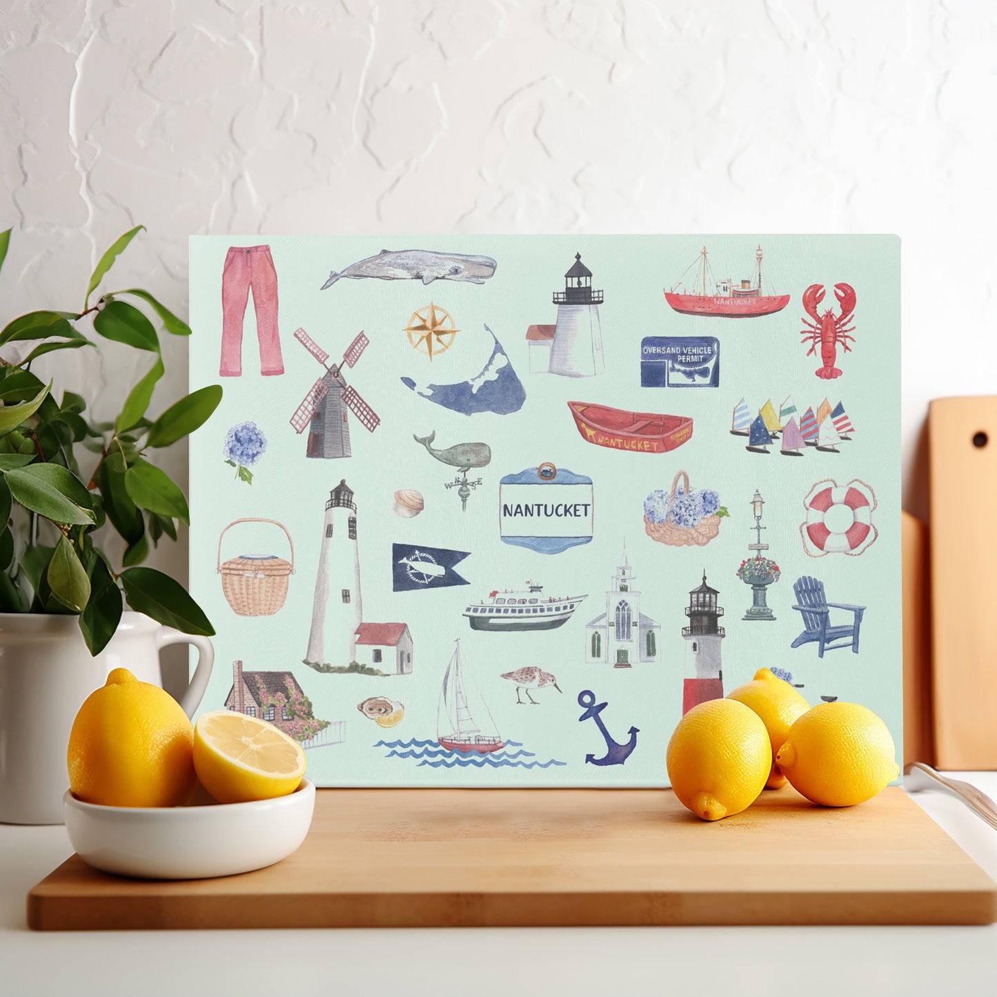 Tempered Glass Cutting Board - Nantucket Forever!