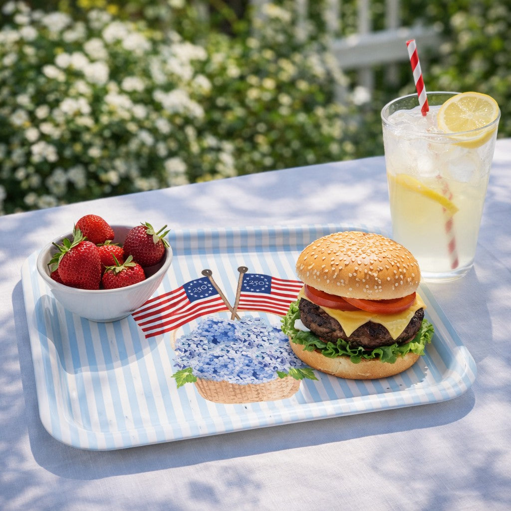 Freedom250® Patriotic Basket Birchwood Serving Tray
