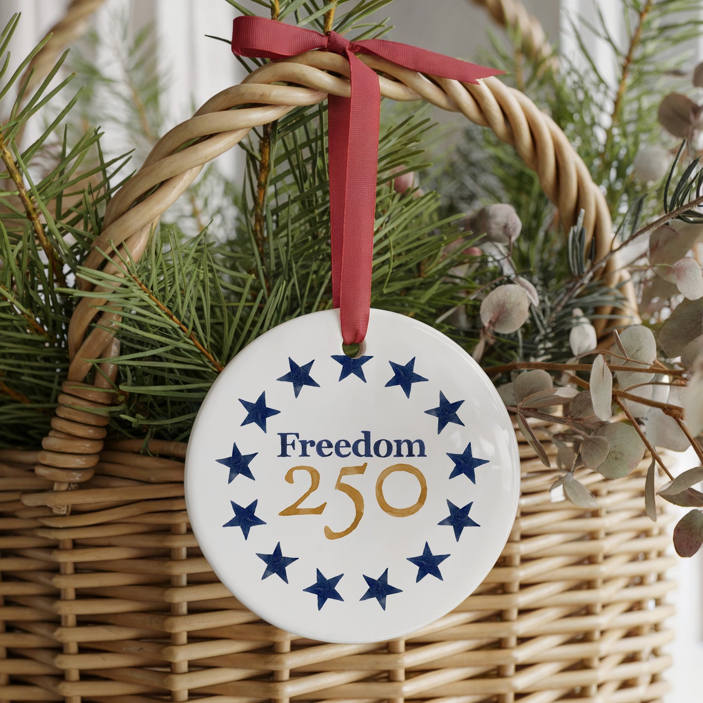 Freedom250® Patriotic Tote Two Sided Ornament With Gift Box