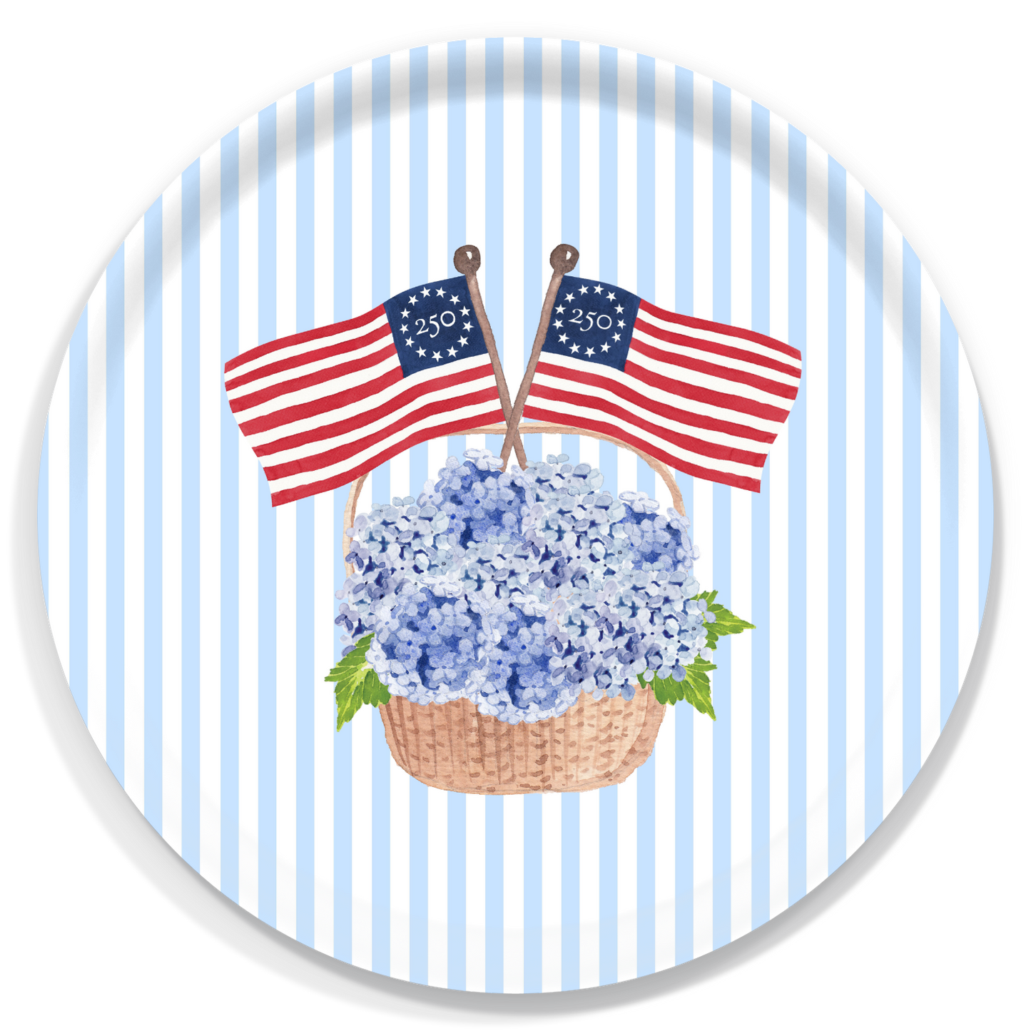 Freedom250® Patriotic Basket Birchwood Round Serving Tray