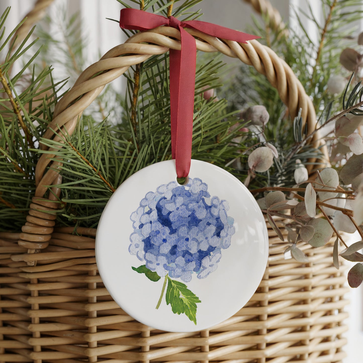 Islesboro Hydrangea Tote Two Sided Ornament With Gift Box