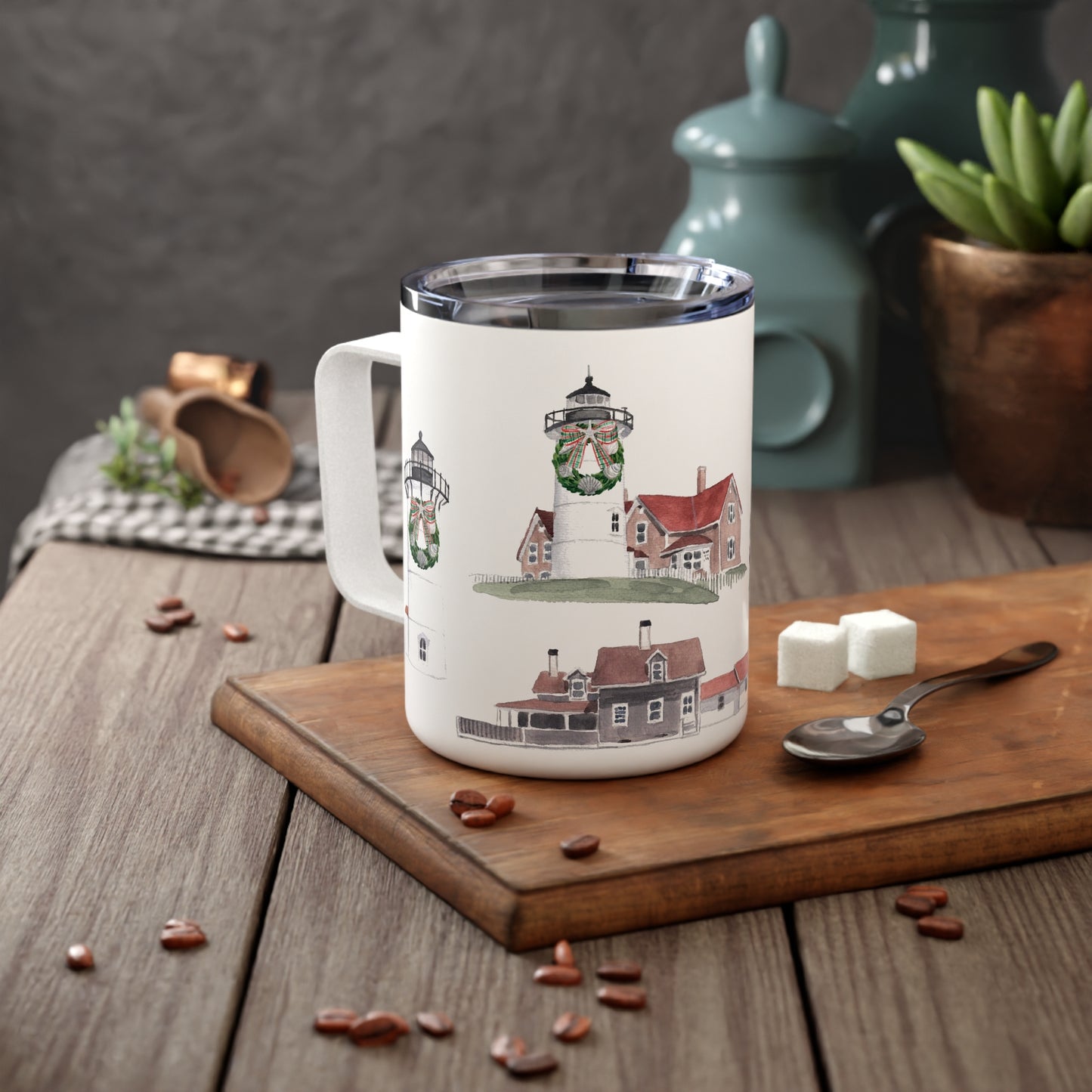 Cape Cod Christmas Lighthouses Insulated Multi Mug