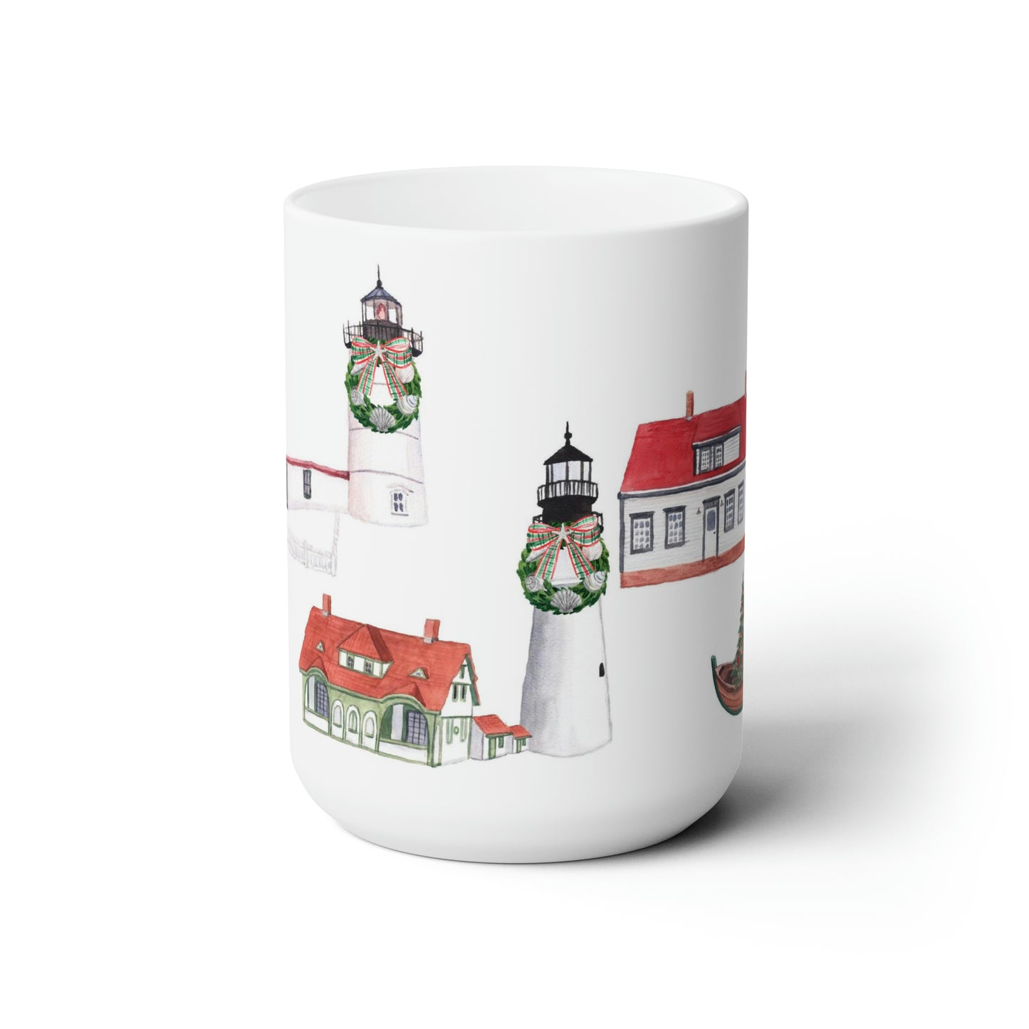 Maine Christmas Lighthouses Ceramic Mug