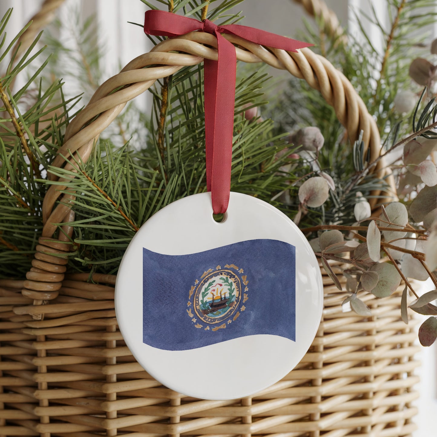 New Hampshire Forever! Two Sided Ornament With Gift Box