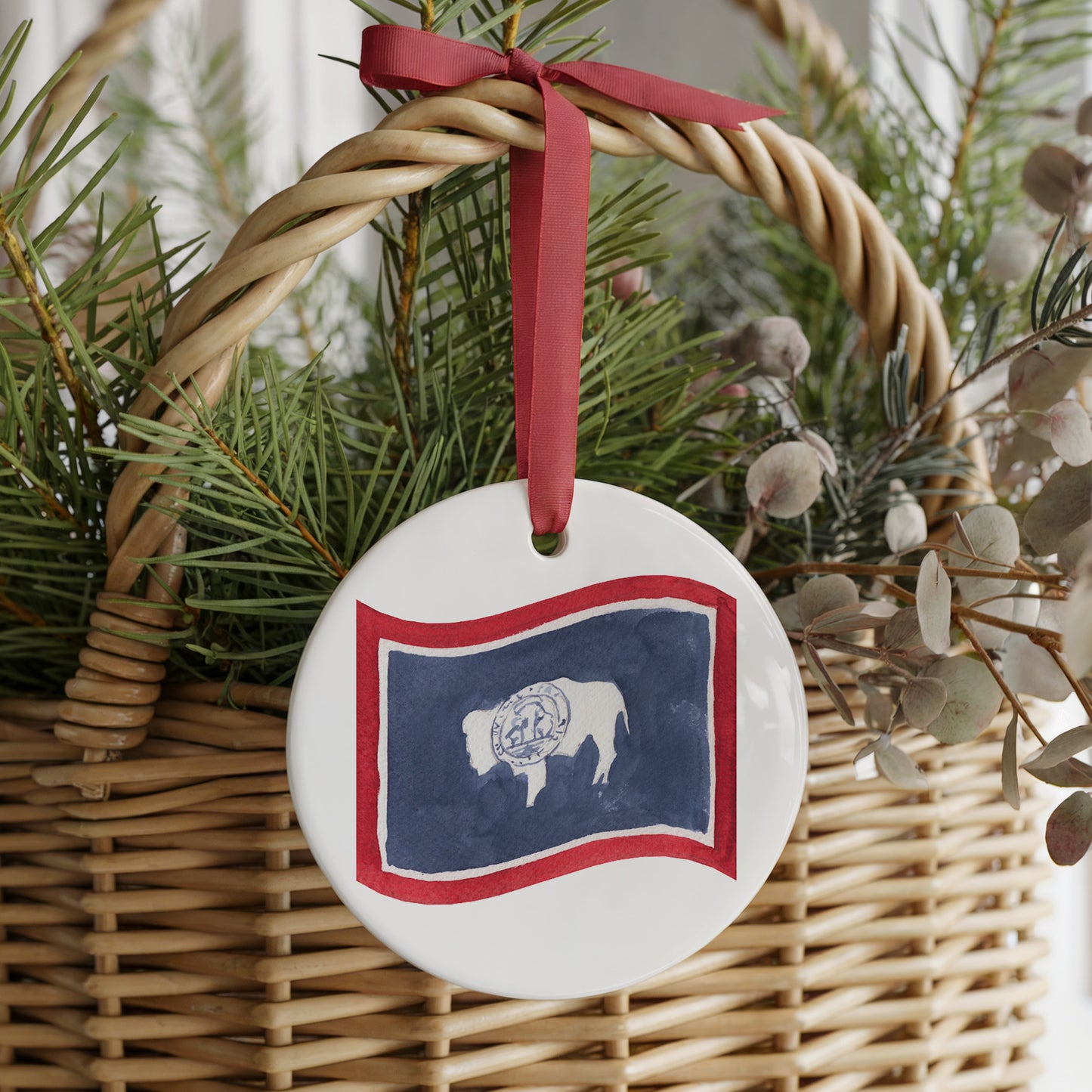Wyoming Forever! Two Sided Ornament With Gift Box