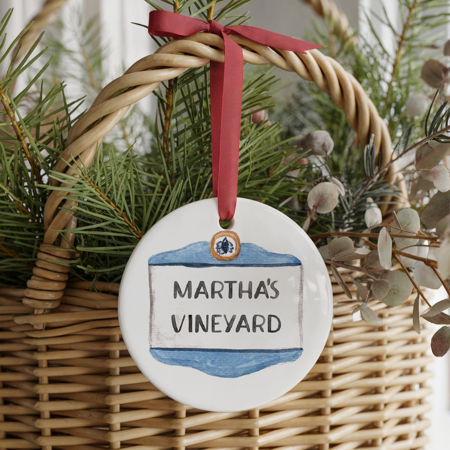 Martha's Vineyard Forever! Two Sided Ornament With Gift Box