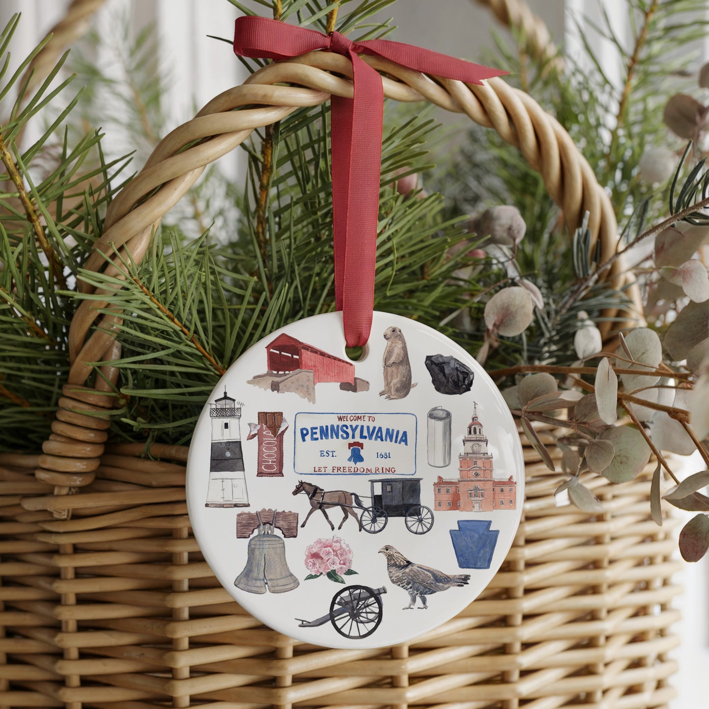 Pennsylvania Forever! Two Sided Ornament With Gift Box