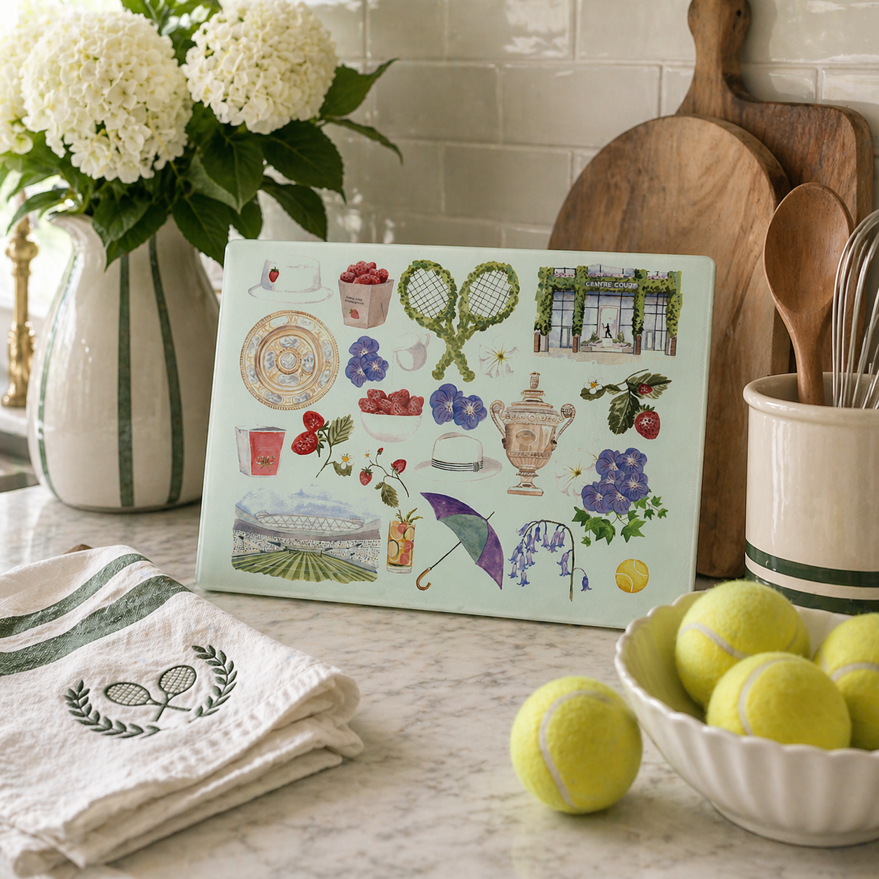Tempered Glass Cutting Board - Wimbledon Tennis