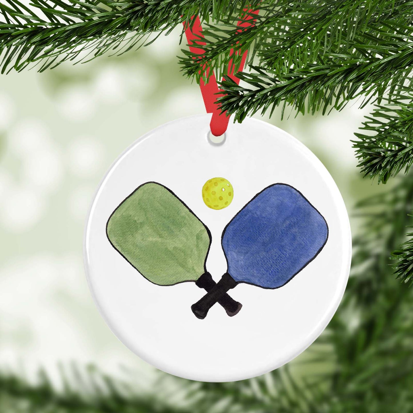 Personalized Ceramic Pickleball Ornament