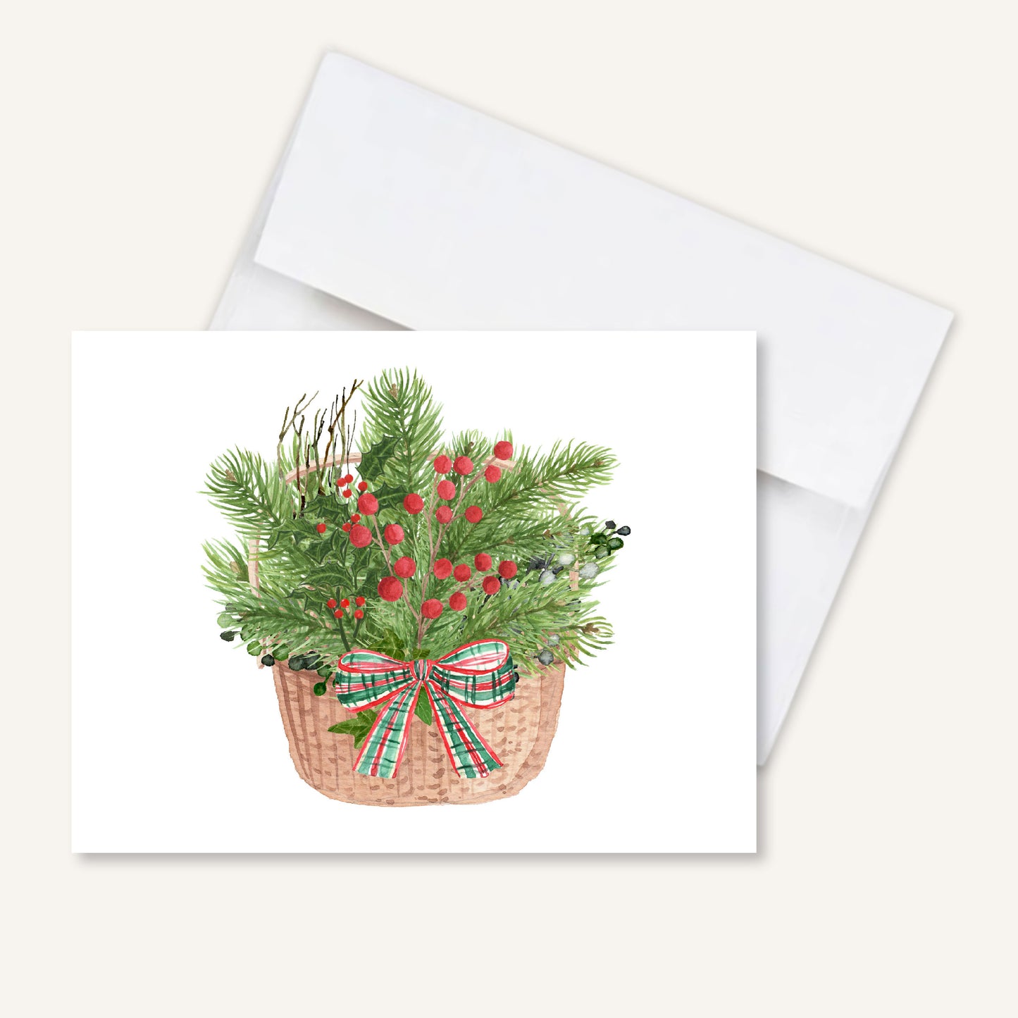 Nantucket Christmas Basket Folded Notecards