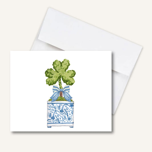 Kerry Shamrock Topiaries Folded Notecards