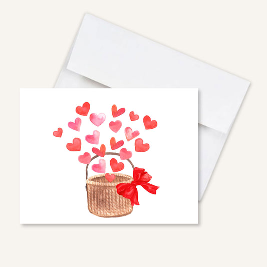 Basket of Hearts Folded Notecards