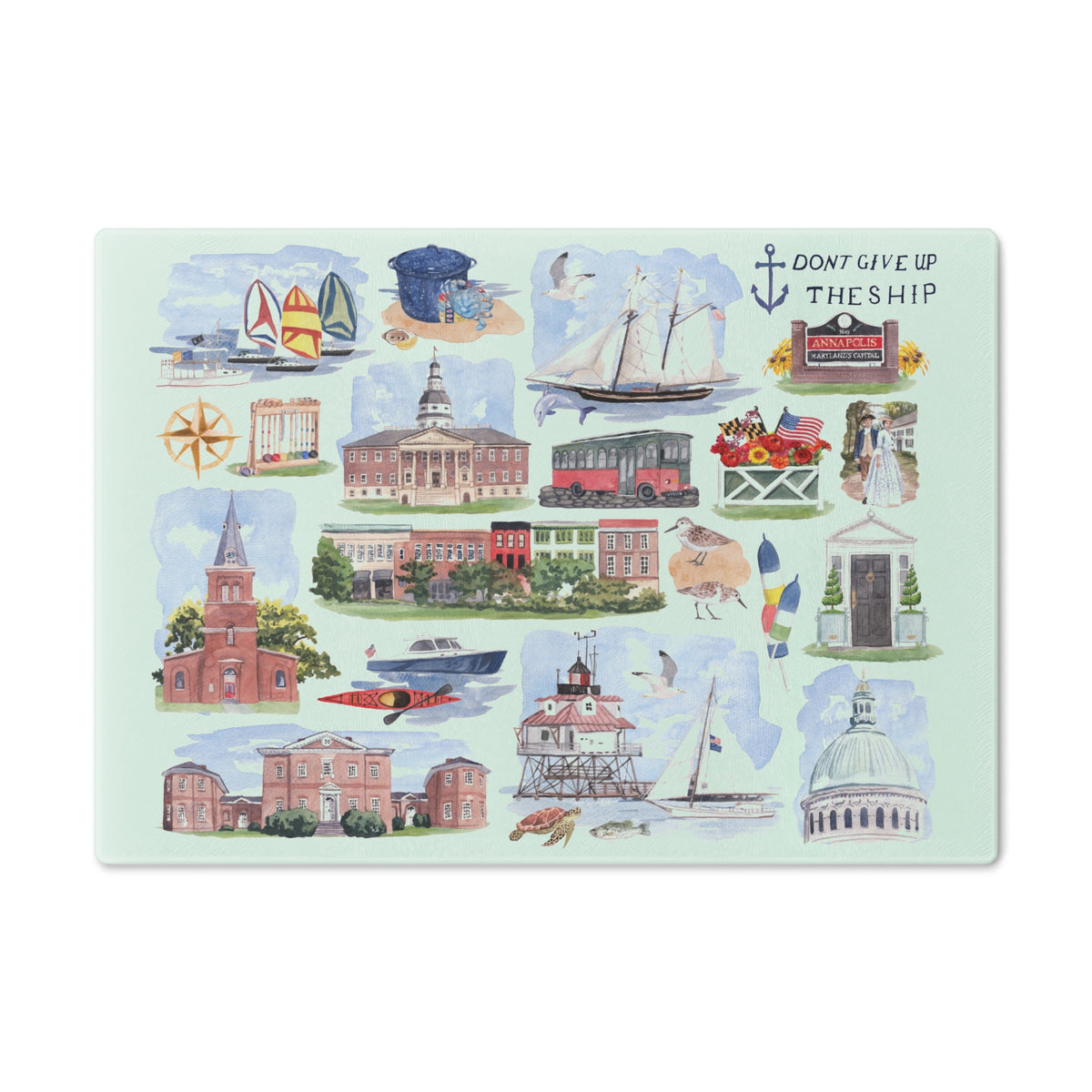 Annapolis Forever! Tempered Glass Cutting Board