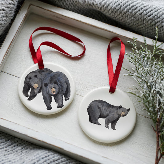 Black Bears Two Sided Ornament With Gift Box