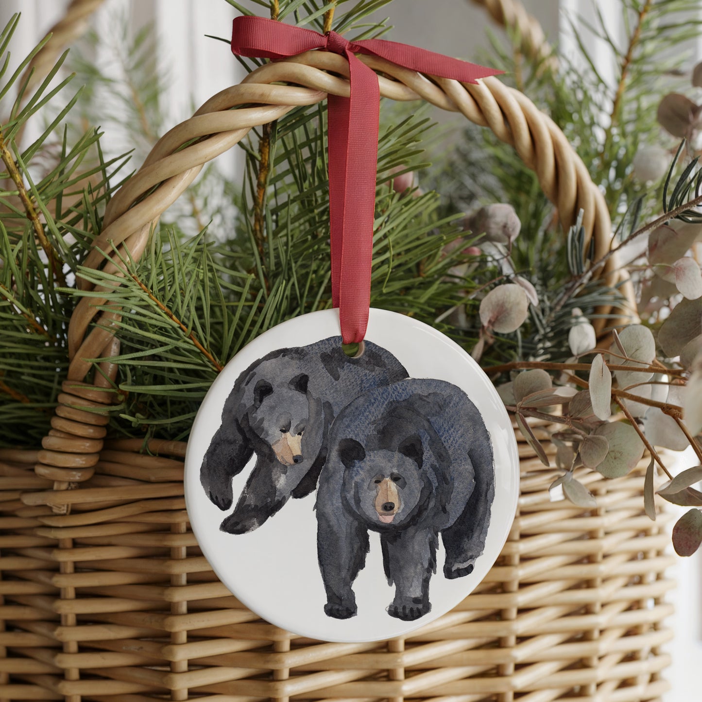 Black Bears Two Sided Ornament With Gift Box