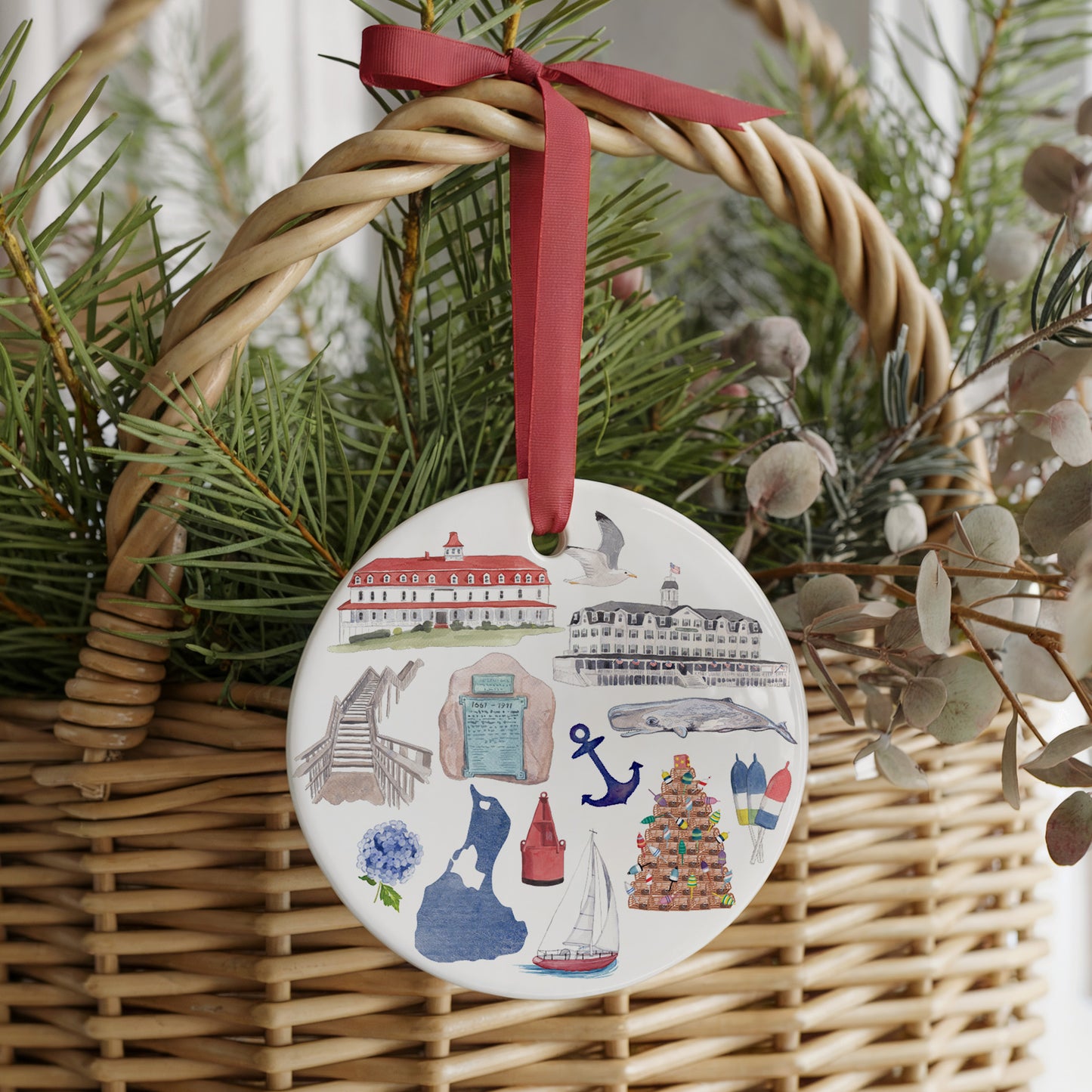 Block Island Forever! Two Sided Ornament With Gift Box