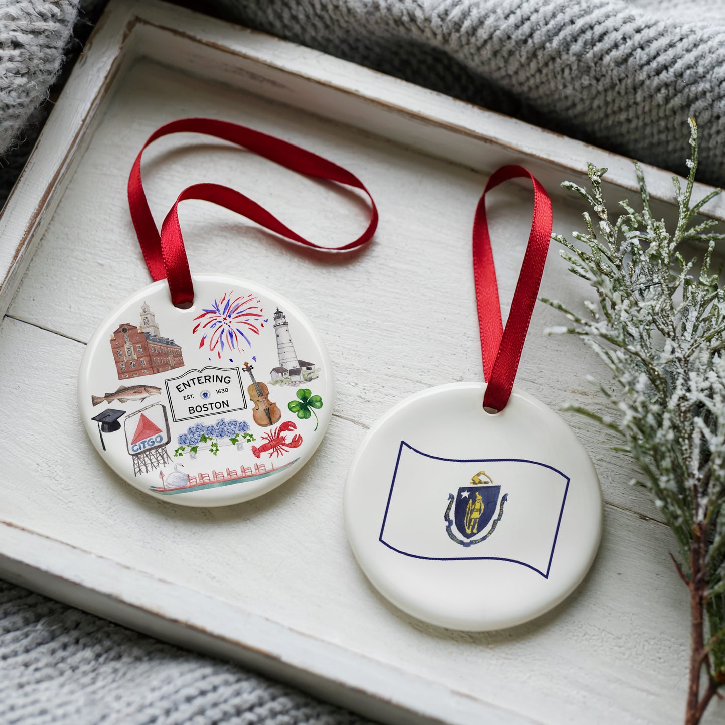 Boston Forever! Two Sided Ornament With Gift Box