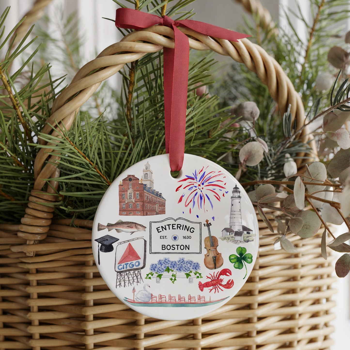 Boston Forever! Two Sided Ornament With Gift Box