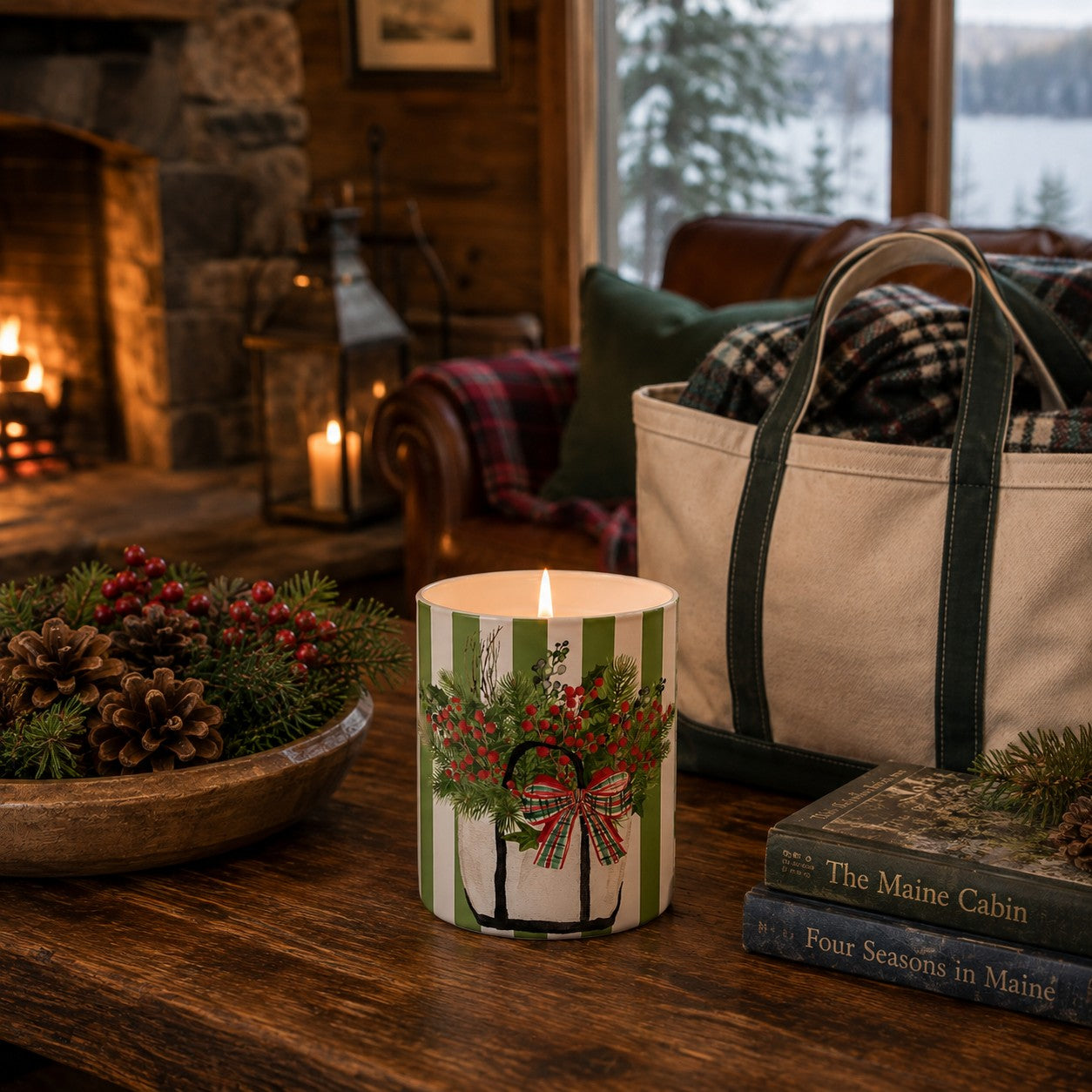 Holiday Candle Tartan & Pine™ Christmas Tote