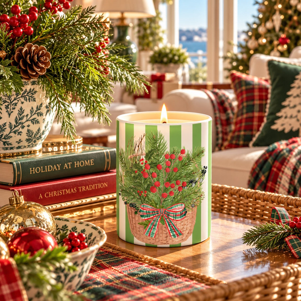 Christmas Basket Holiday Candle Tartan & Pine™