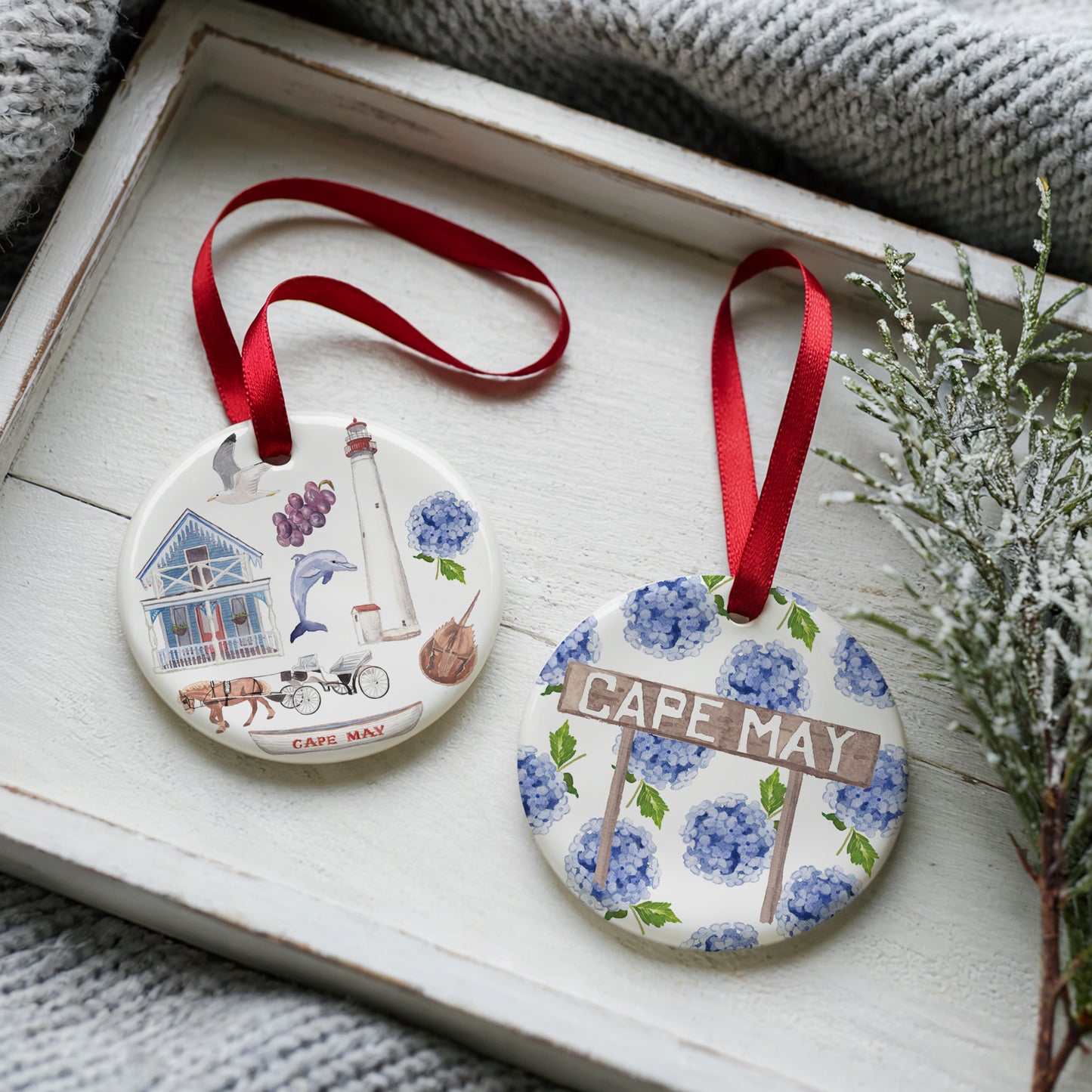 Cape May Forever! Two Sided Ornament With Gift Box