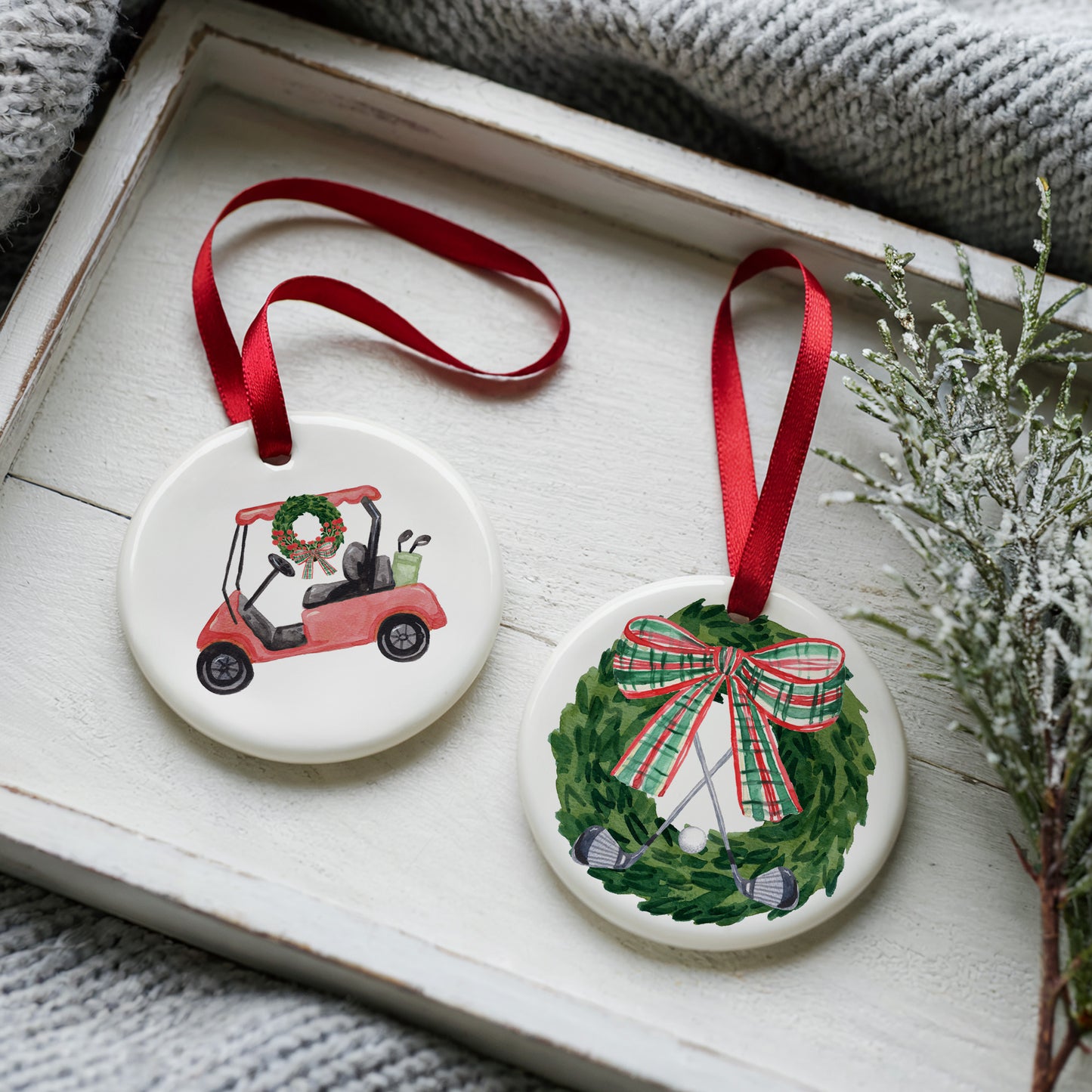 Festivitees Christmas Golf Two Sided Ornament With Gift Box