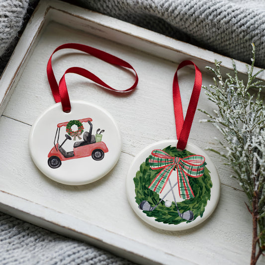Festivitees Christmas Golf Two Sided Ornament With Gift Box