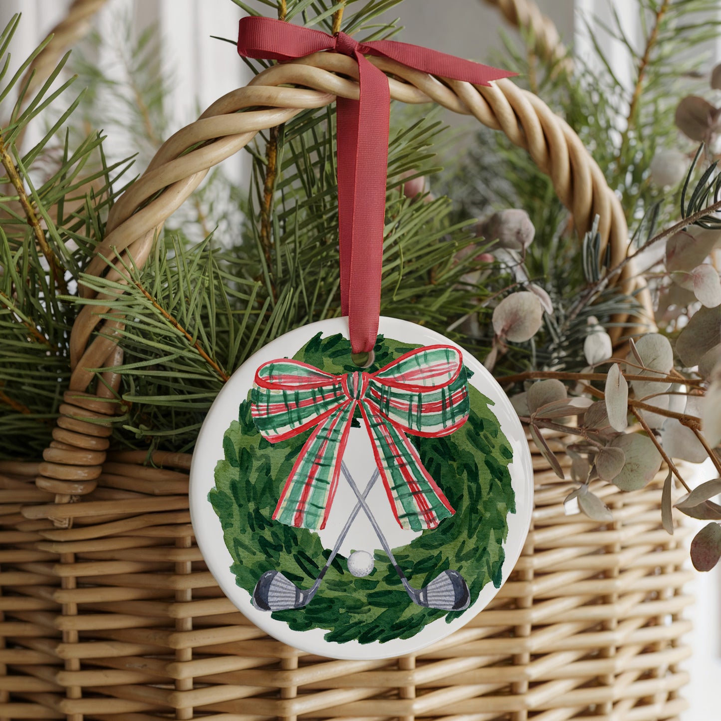 Festivitees Christmas Golf Two Sided Ornament With Gift Box