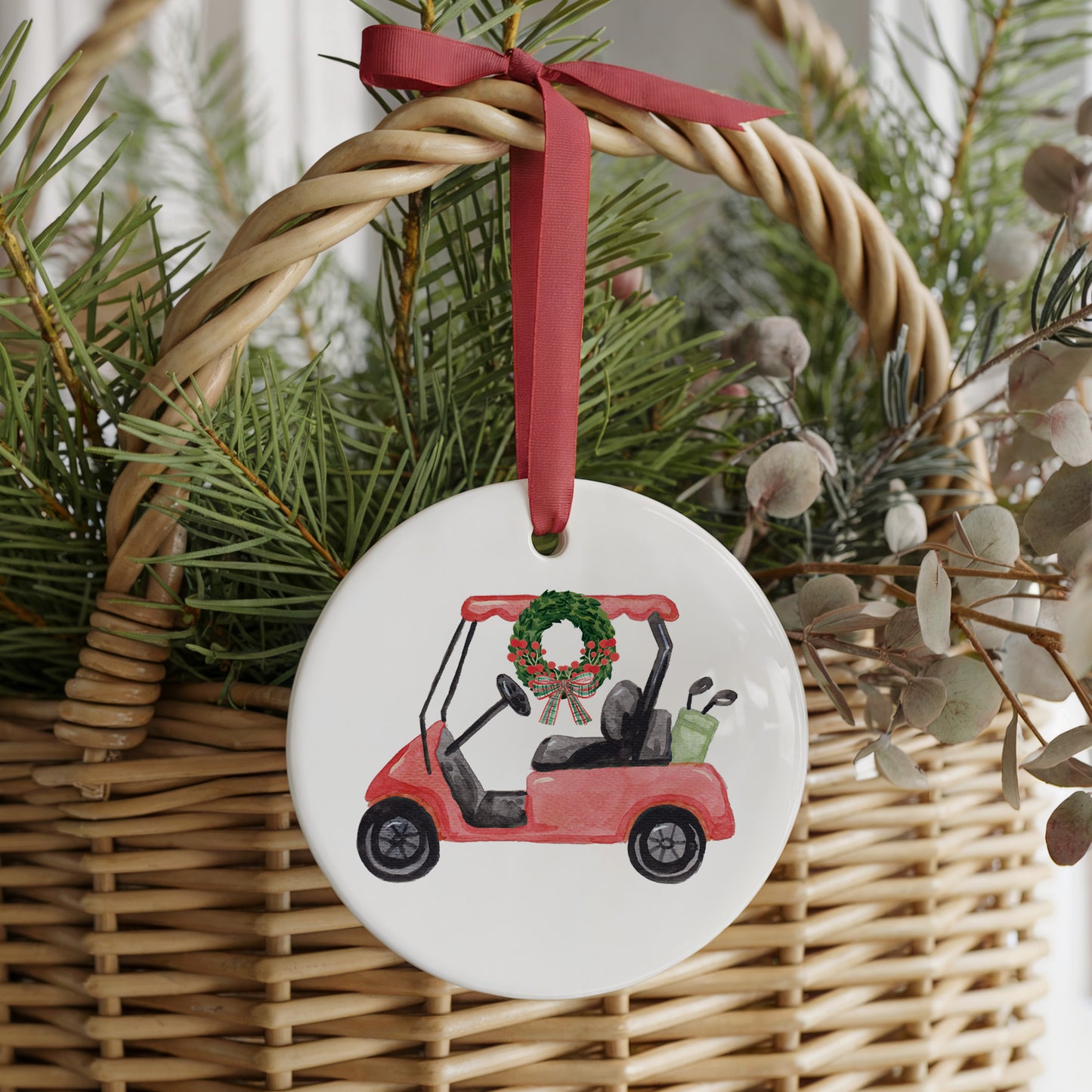 Festivitees Christmas Golf Two Sided Ornament With Gift Box