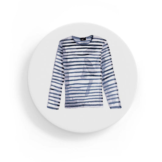 Breton Shirt Tote Ceramic Coaster