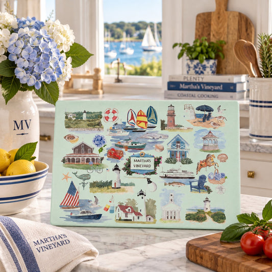 Martha's Vineyard Forever! Tempered Glass Cutting Board