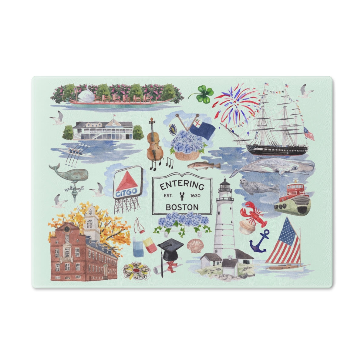 Boston Forever! Tempered Glass Cutting Board