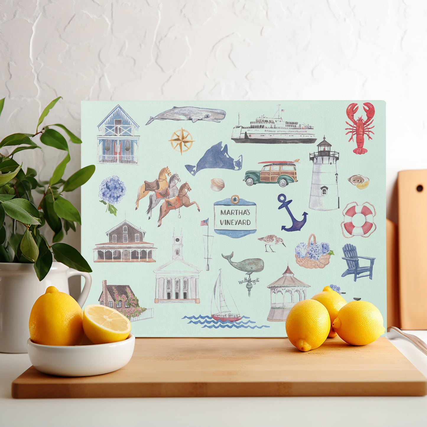 Tempered Glass Cutting Board - Martha's Vineyard Forever!