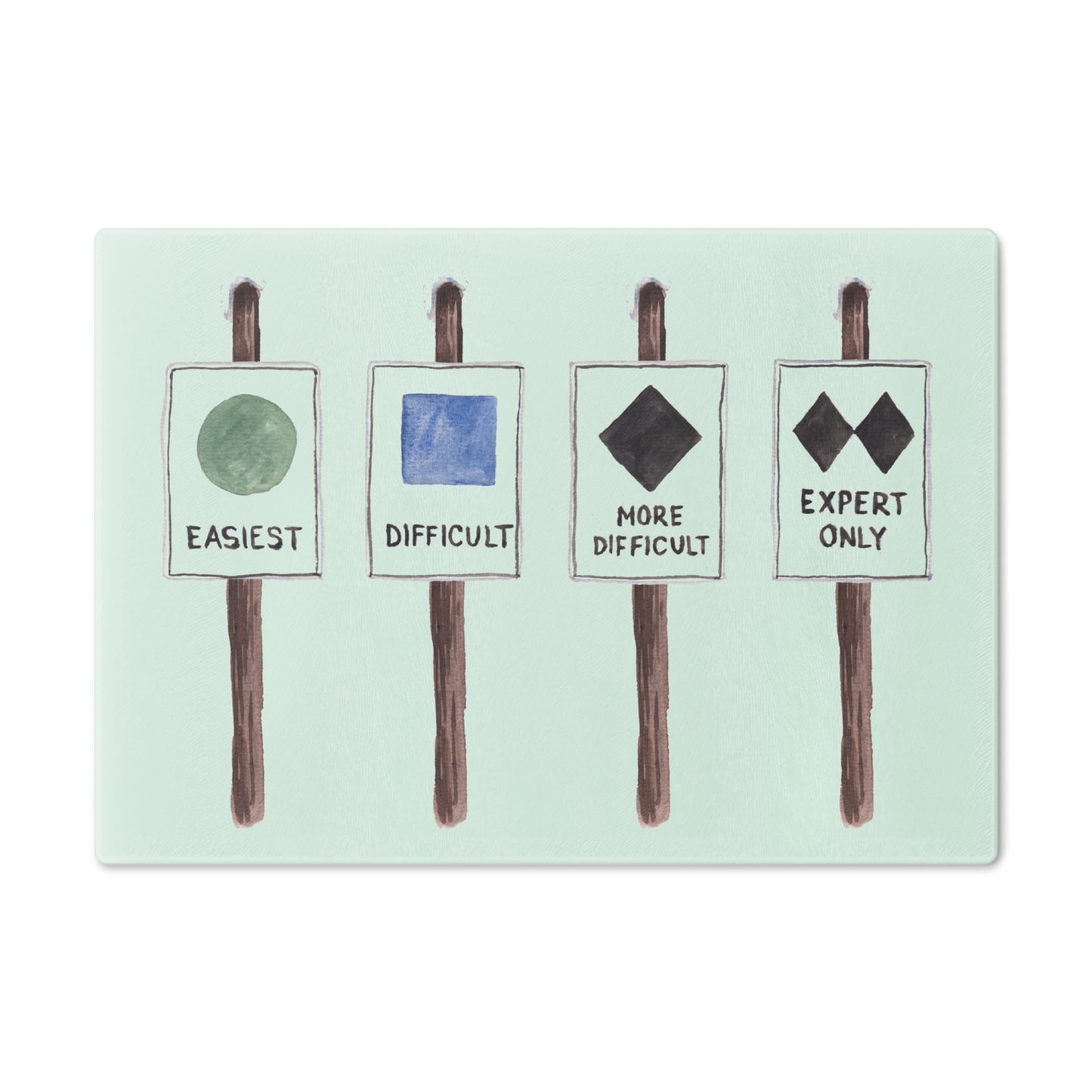 Tempered Glass Cutting Board - Ski Signs