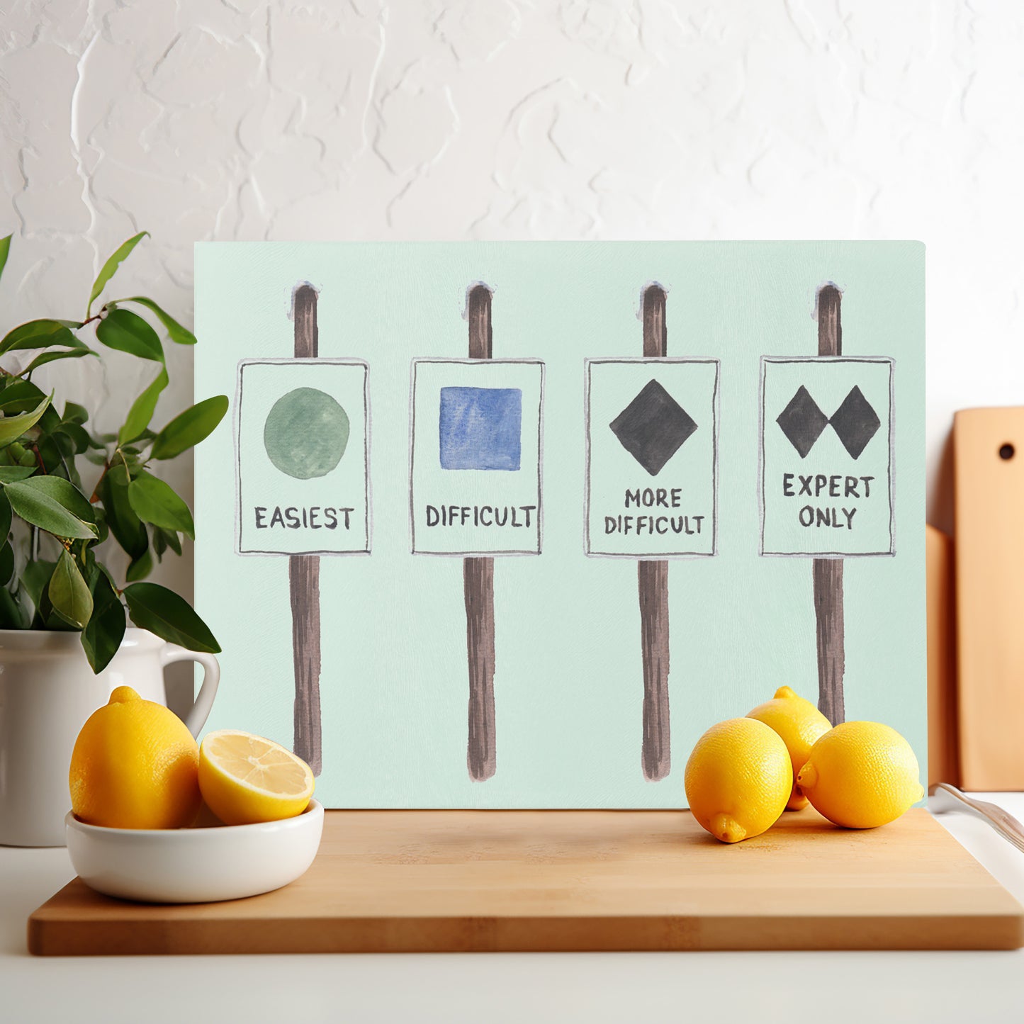 Tempered Glass Cutting Board - Ski Signs