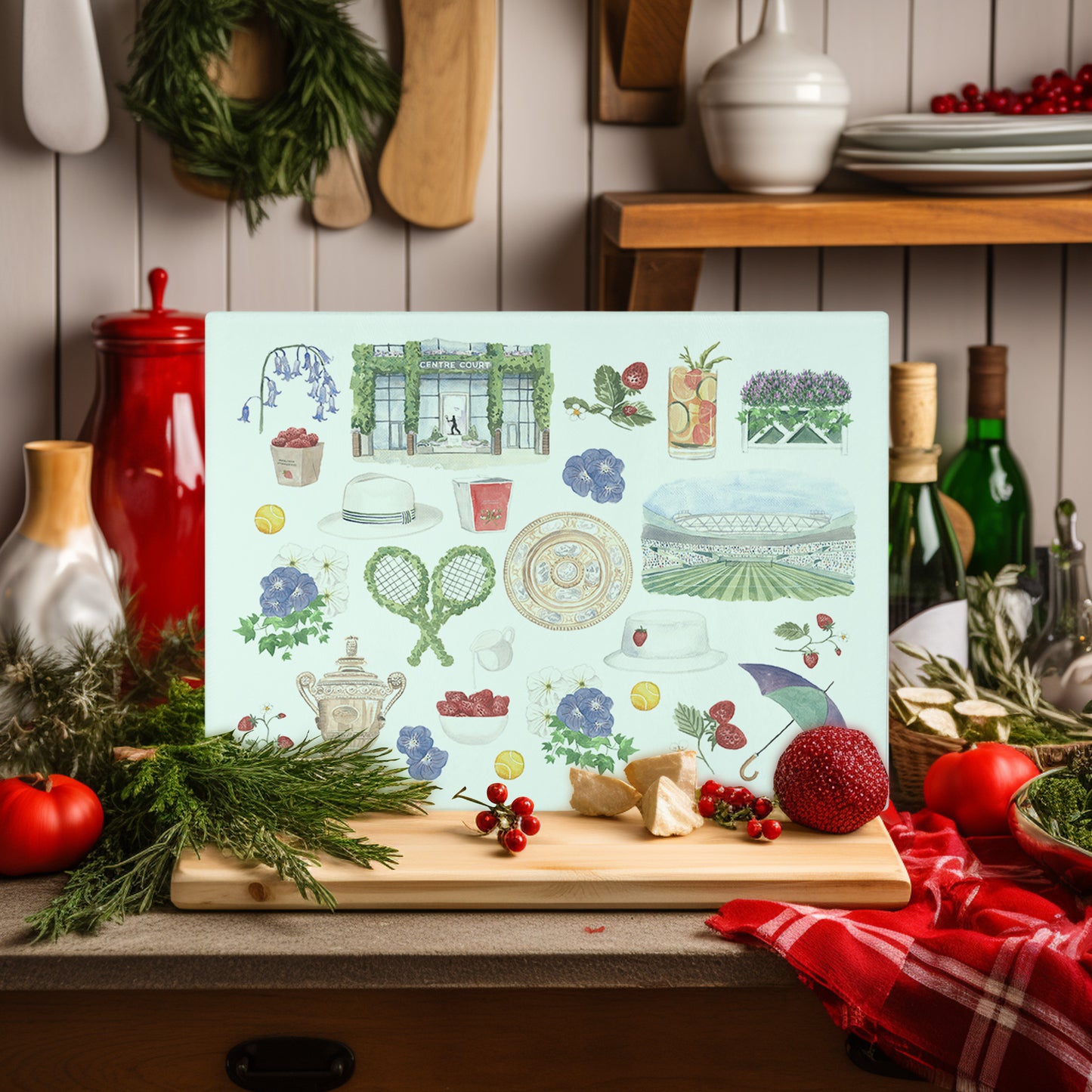 Tempered Glass Cutting Board - Wimbledon Tennis