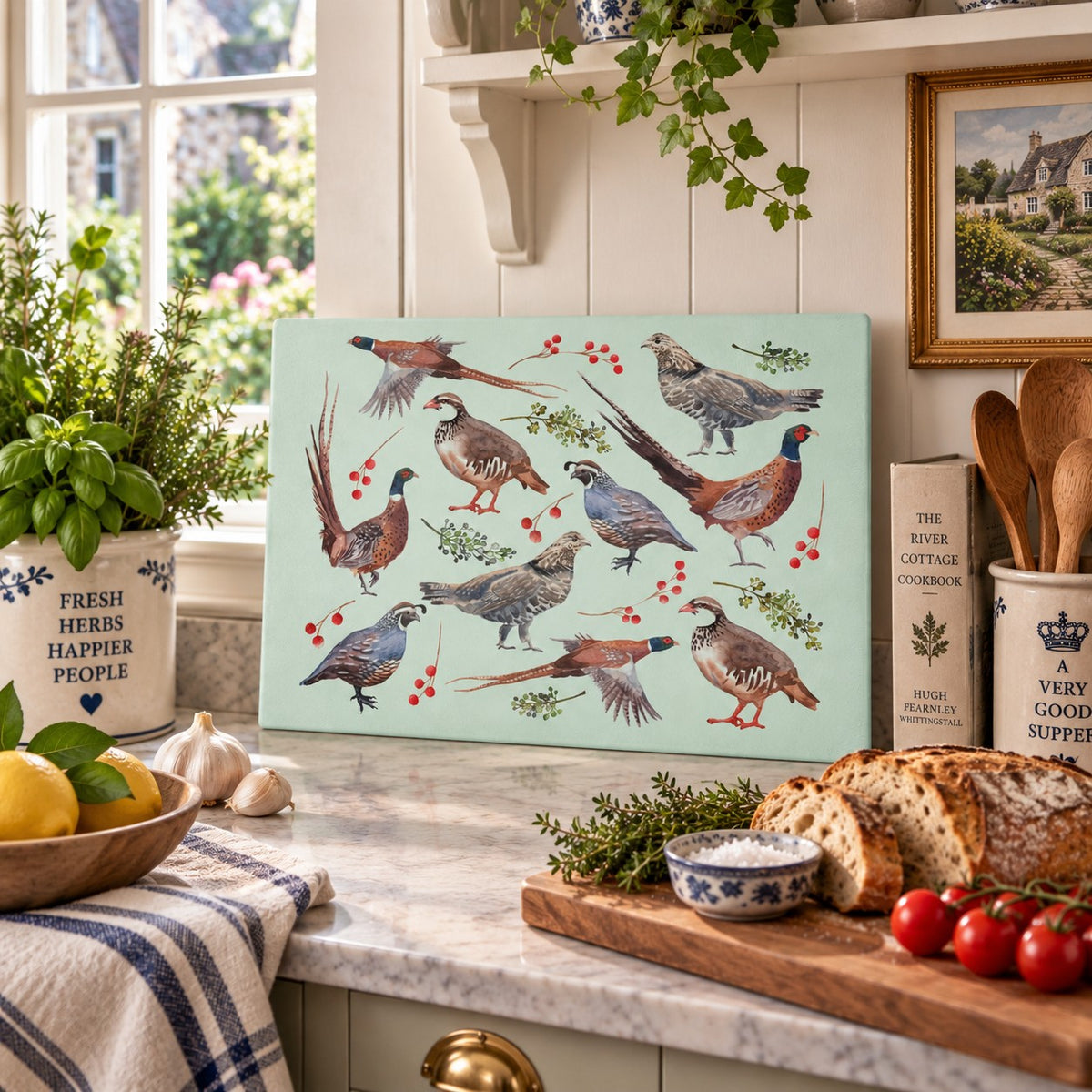 Birds Of A Feather Tempered Glass Cutting Board
