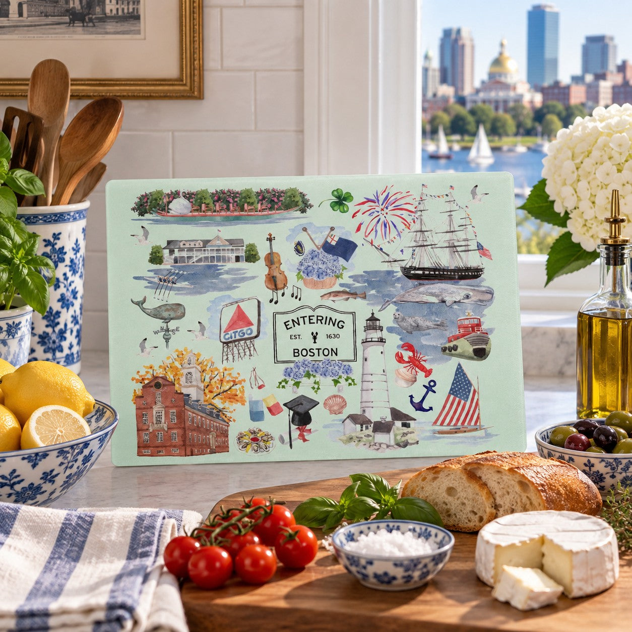 Boston Forever! Tempered Glass Cutting Board