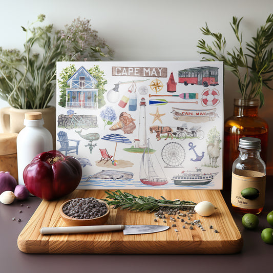 Cape May Forever! Tempered Glass Cutting Board