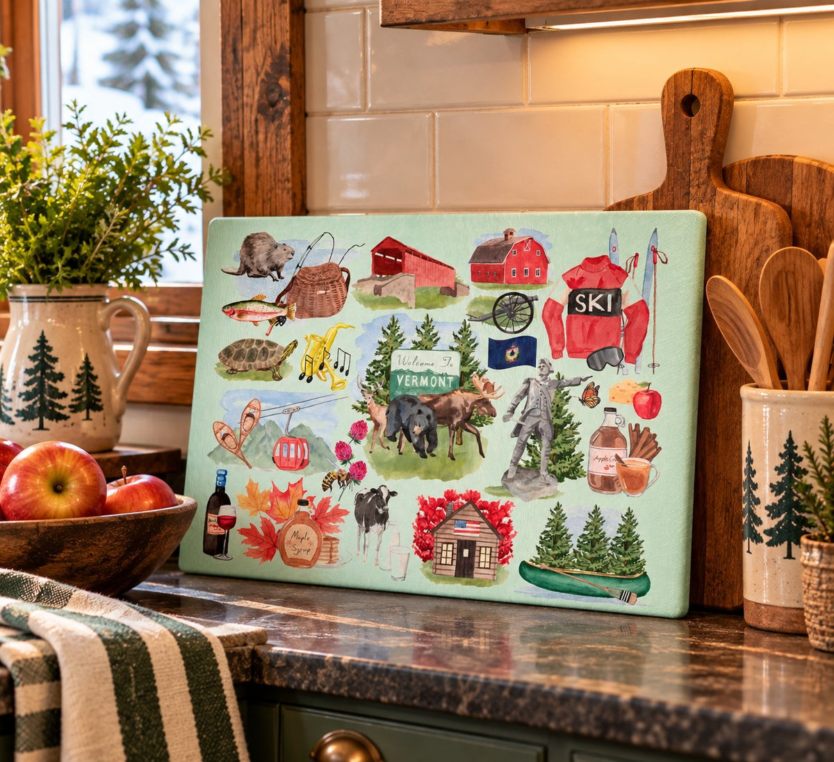 Vermont Forever! Tempered Glass Cutting Board