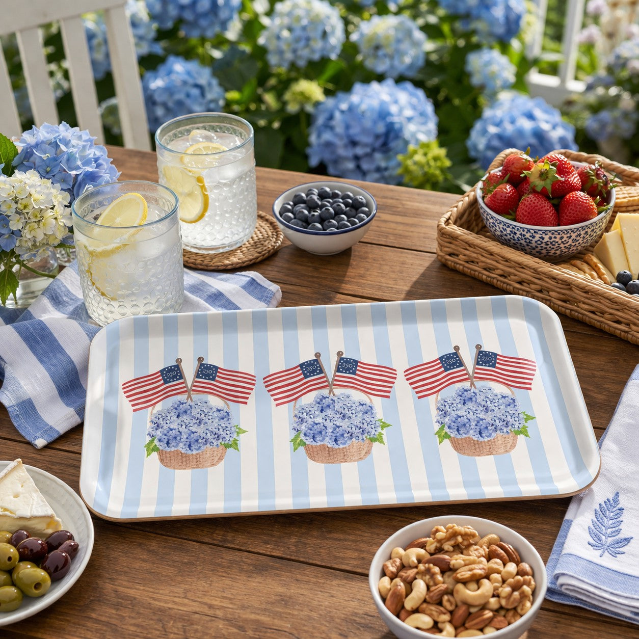 Freedom250® Patriotic Basket Birchwood Serving Tray