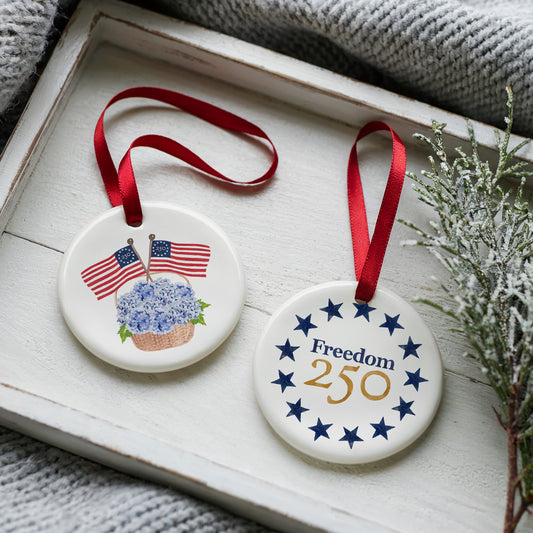 Freedom250® Patriotic Basket Two Sided Ornament With Gift Box