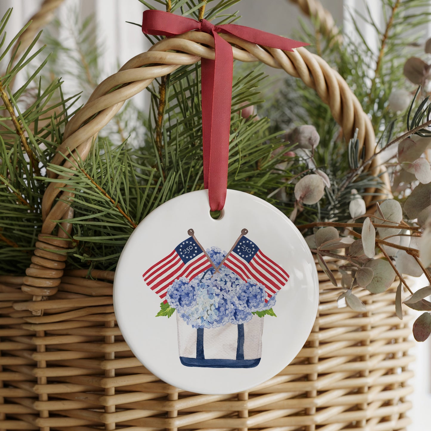 Freedom250® Patriotic Tote Two Sided Ornament With Gift Box