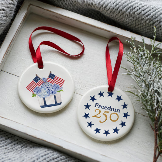Freedom250® Patriotic Tote Two Sided Ornament With Gift Box