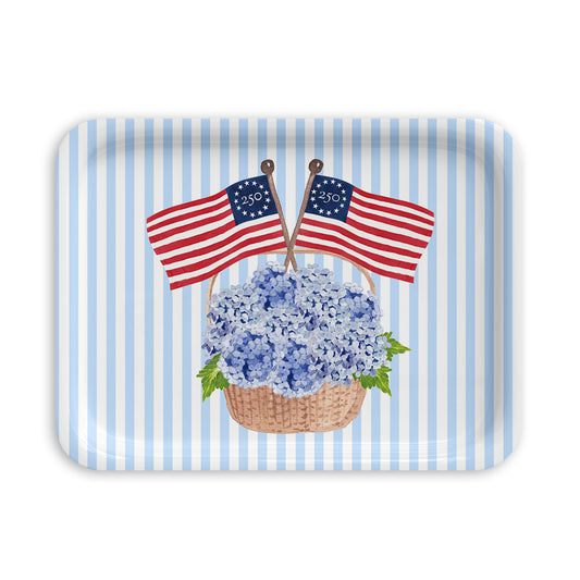 Freedom250® Patriotic Basket Birchwood Serving Tray