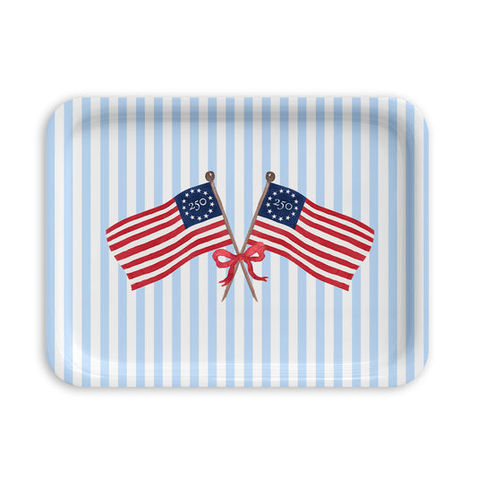Freedom250® American Flag Birchwood Serving Tray