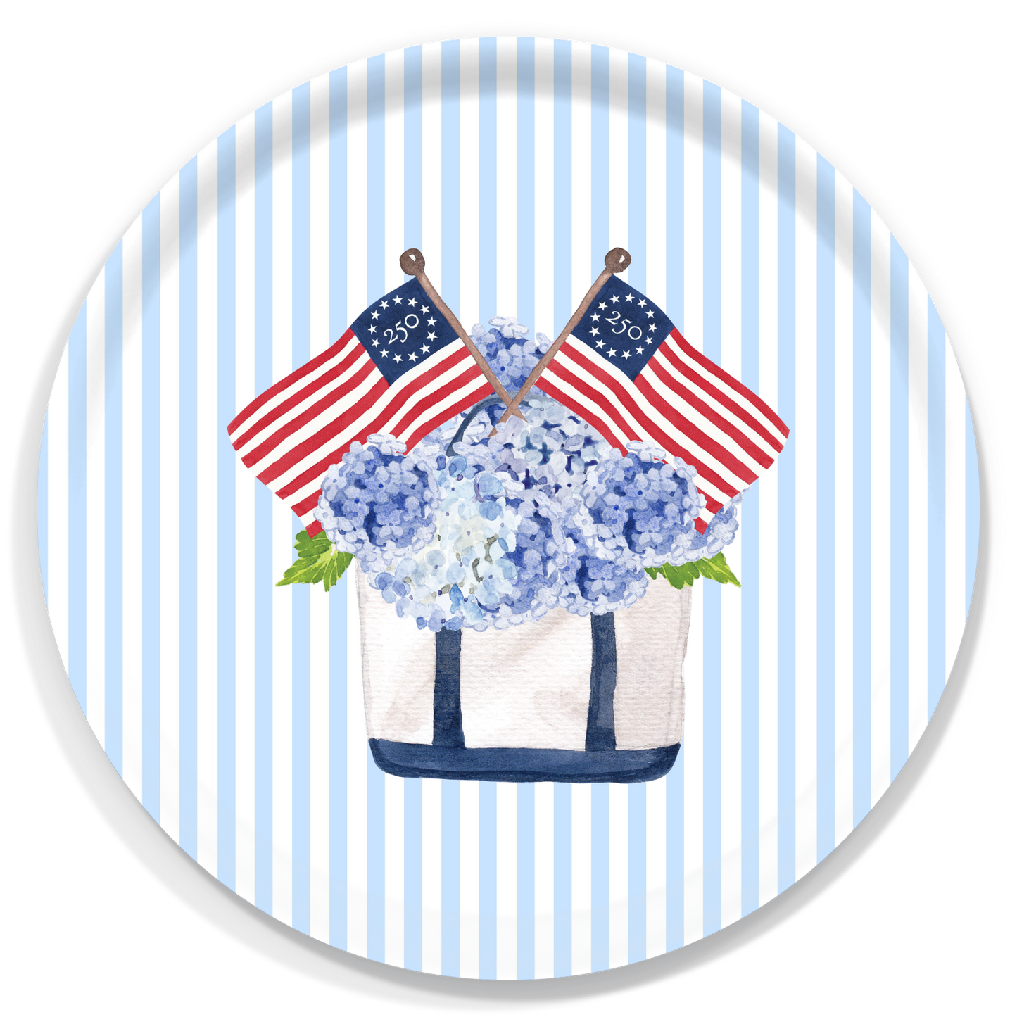 Freedom250® Patriotic Tote Birchwood Round Serving Tray